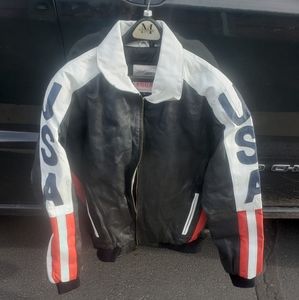 100% Leather American Flag,USA jacket size XL